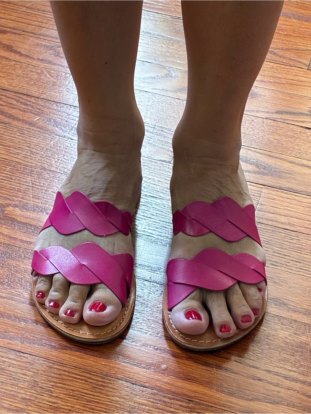 Women's Braided Slide Sandals in Hot Pink